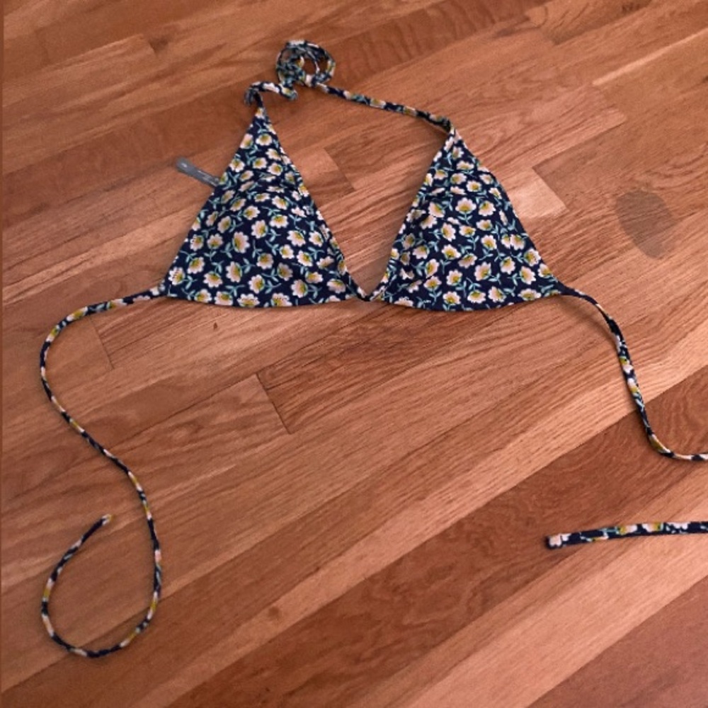 Yellow flowers and blue swimsuit top !!